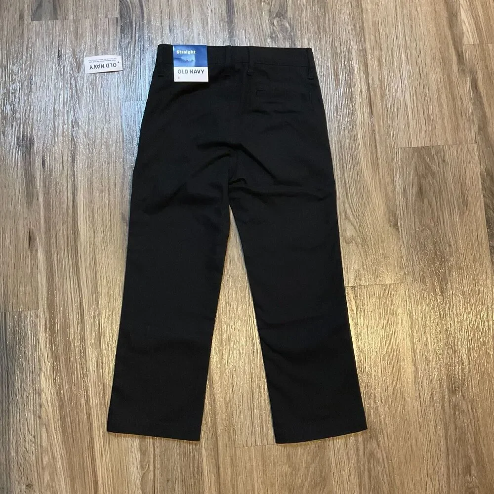 Old Navy Boys Pants Size 5 Straight Chino‎ Built-in-Flex Black Reinforced Knees